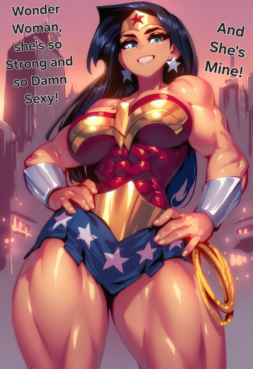 gigiti, trogiai, ai generated, dc comics, wonder woman, long hair