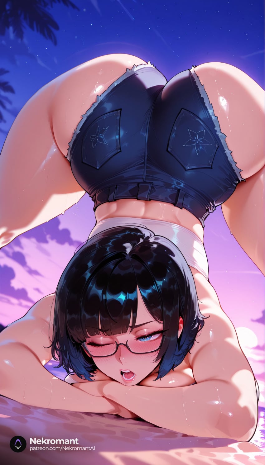 nekromant, ai generated, goddess of victory: nikke, mana, blue eyes, short hair