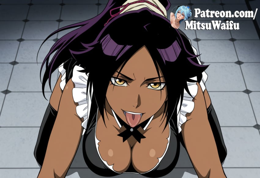 ai generated, yoruichi shihouin, big breasts, clothing, curvy, sexy