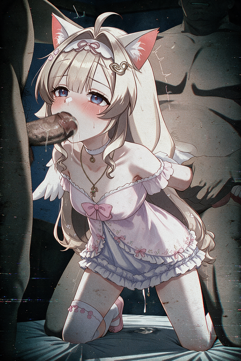 ai generated, blonde hair, blowjob, catgirl, doggy style, gangbang