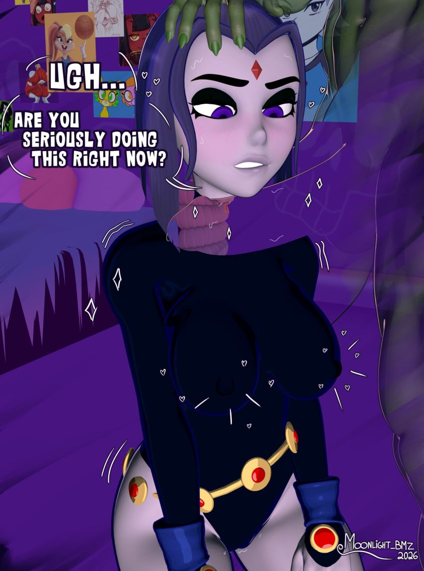 moonlight bmz, dc comics, teen titans, big breasts, big thighs