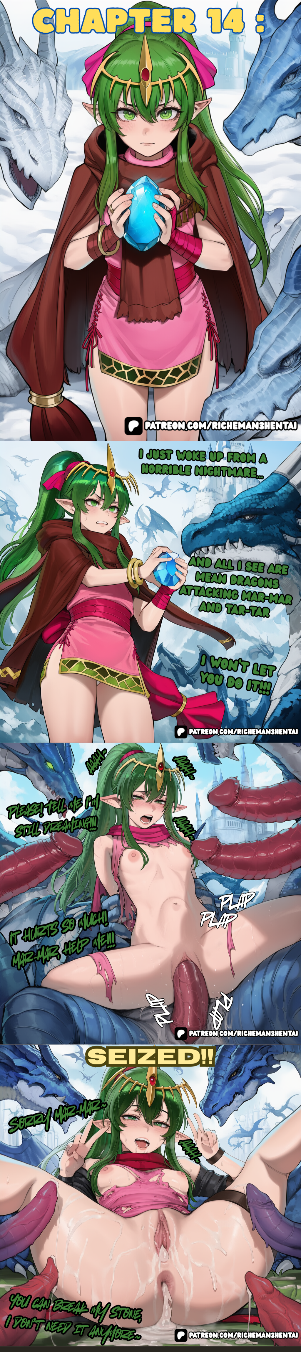 ai generated, fire emblem, tiki, big penis, cum in pussy, creampie