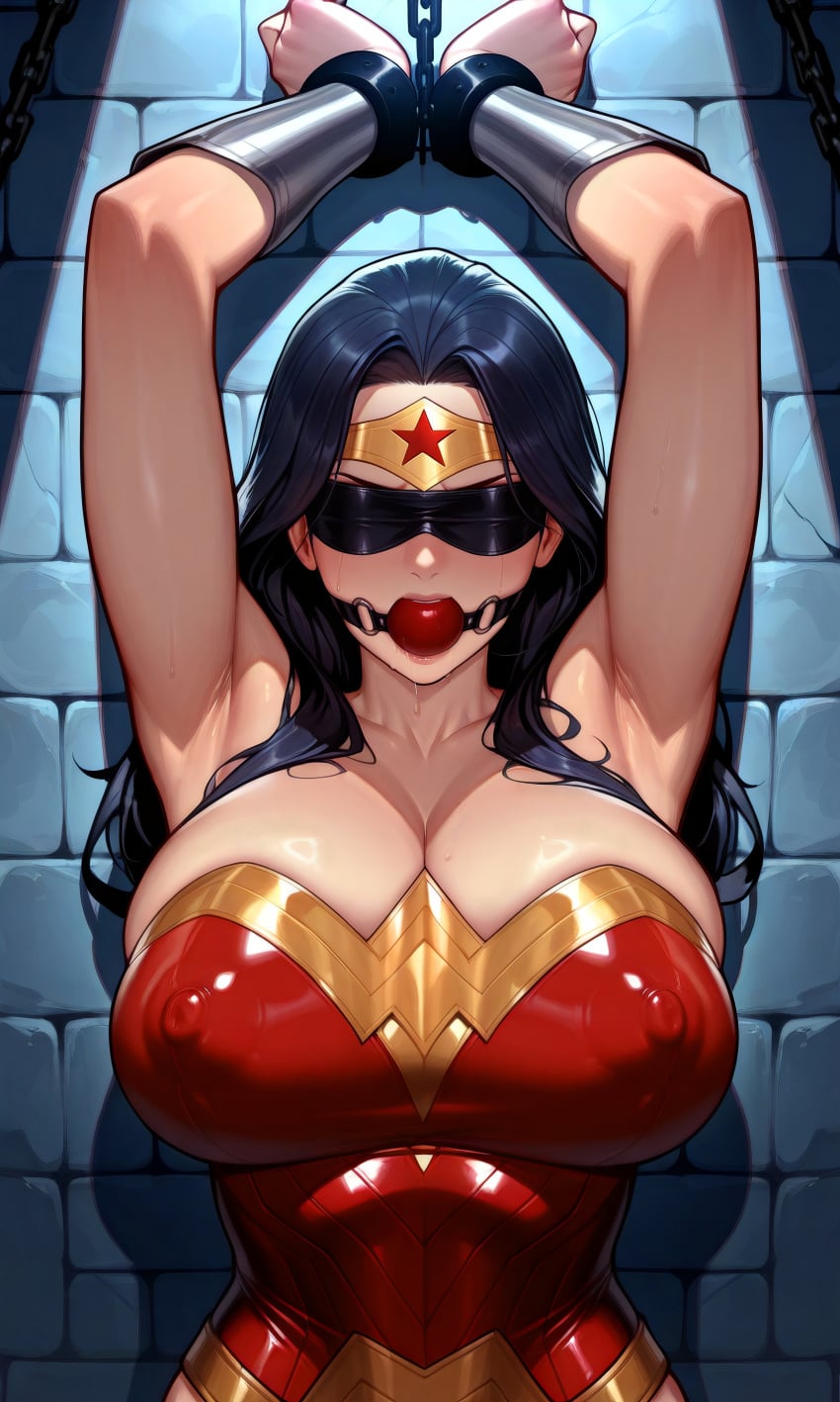 s00bai, ai generated, dc comics, diana prince, wonder woman, huge breasts