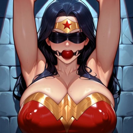 s00bai, ai generated, dc comics, diana prince, wonder woman, huge breasts