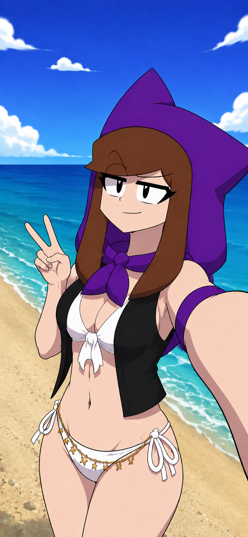 ai generated, mictia, beach, bikini, brunette, brunette hair