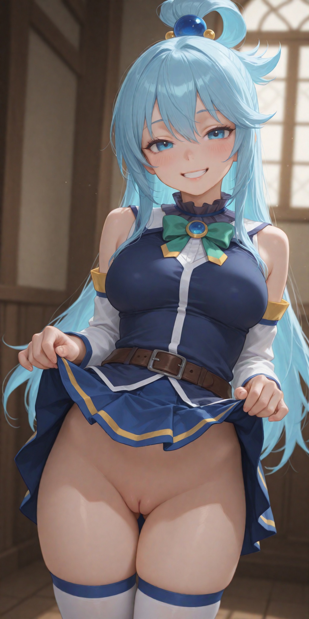 313aec, ai generated, konosuba, blush, long hair, pussy