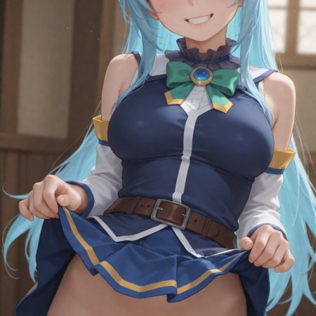 313aec, ai generated, konosuba, blush, long hair, pussy