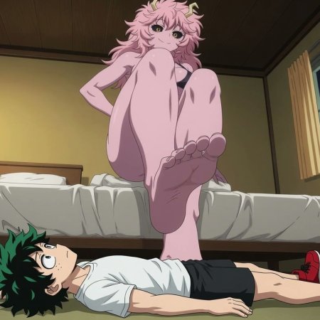 ai generated, ai-created, my hero academia, izuku midoriya, footjob, milf