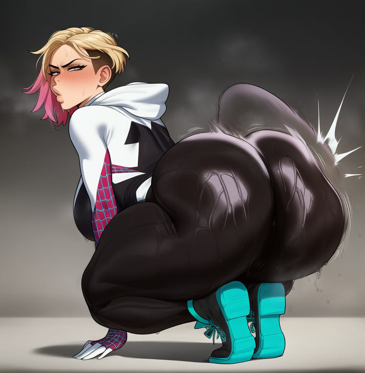 niduscharger, ai generated, marvel, gwen stacy, ass up, blonde