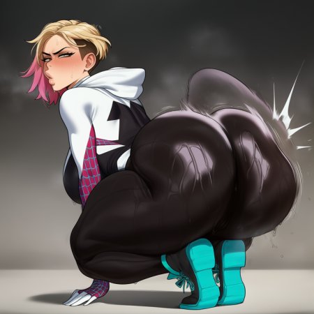 niduscharger, ai generated, marvel, gwen stacy, ass up, blonde