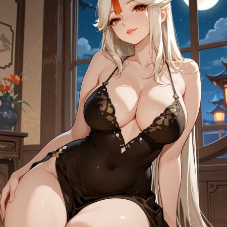 arlequin097, ai generated, genshin impact, ningguang, breasts, large breasts
