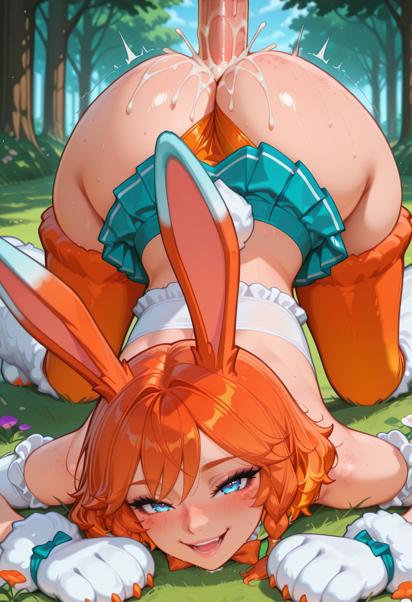 ai generated, league of legends, animal ears, blush, naked shoulders, white underwear