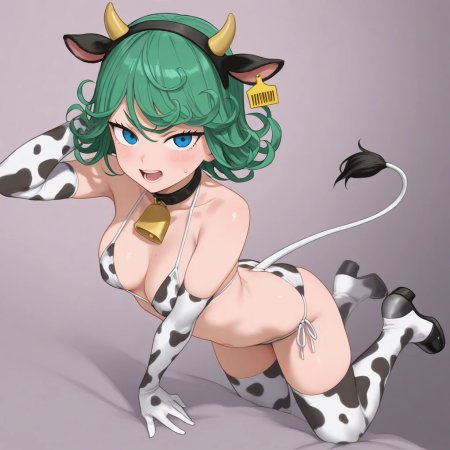 ricardo rob, ai generated, one-punch man, tatsumaki, cow print, female