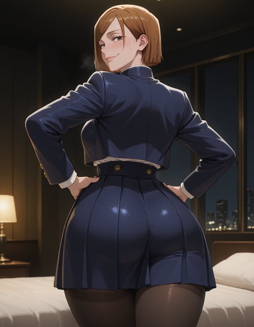 naughtyfeetai, ai generated, ai-created, jujutsu kaisen, blushing female, big nipples