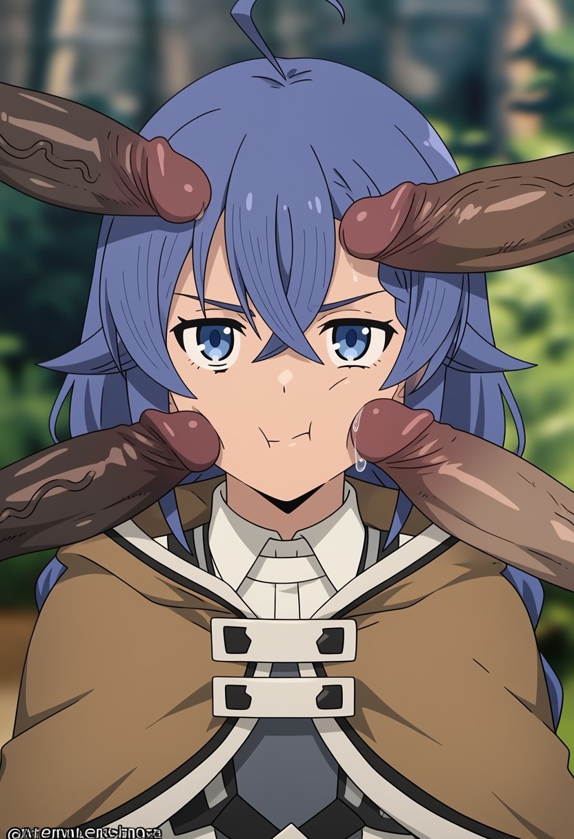 ai generated, mushoku tensei, spine, roxy migurdia, annoyed, group