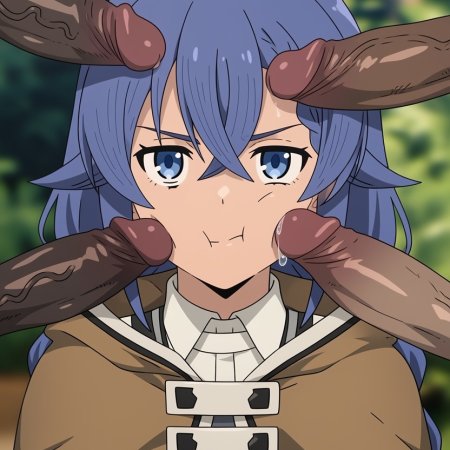 ai generated, mushoku tensei, spine, roxy migurdia, annoyed, group