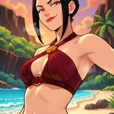 ai generated, nickelodeon, azula, bikini, black hair, short hair