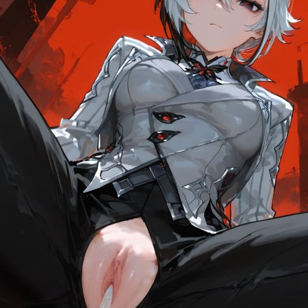 krowenx, ai generated, genshin impact, arlecchino, breasts, cum in pussy