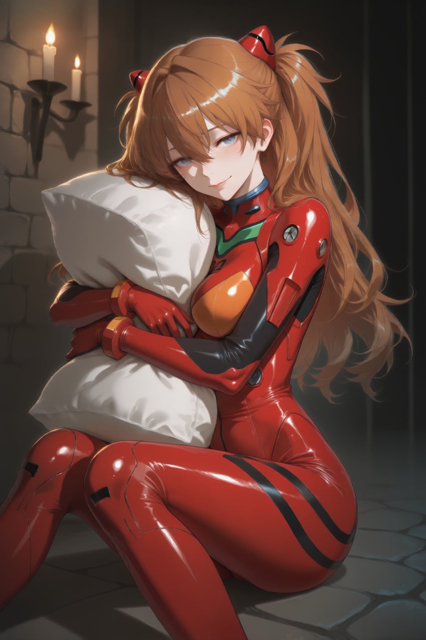 ai generated, neon genesis evangelion, asuka langley sohryu, blush, bodysuit, sexy