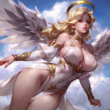 philon, ai generated, overwatch, mercy, blonde hair, angel