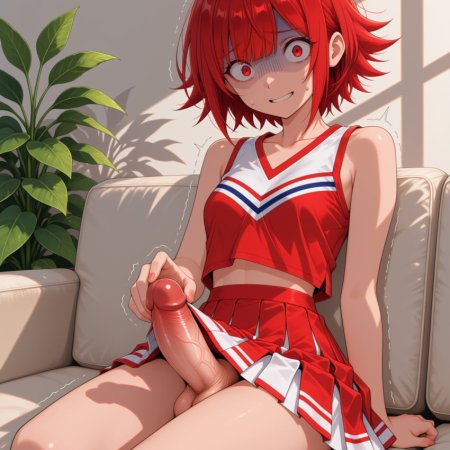 buccha, ai generated, breasts, intersex, large penis, midriff