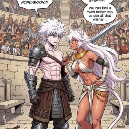 ai assisted, ai generated, hunter x hunter, killua zoldyck, catgirl, midriff