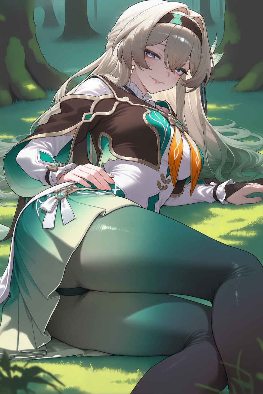 waifuempire, ai generated, honkai: star rail, firefly, blush, breasts