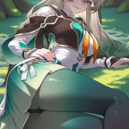 waifuempire, ai generated, honkai: star rail, firefly, blush, breasts