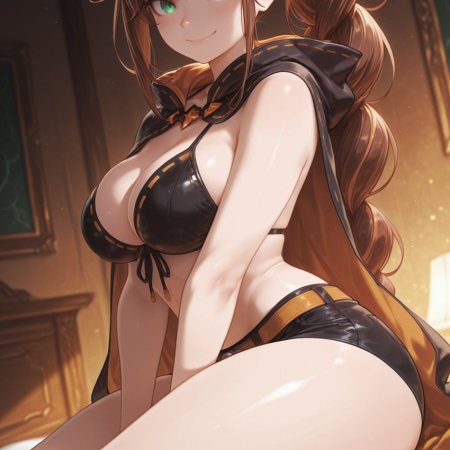 big breasts, bikini top, braid, braided hair, braided ponytail, breasts