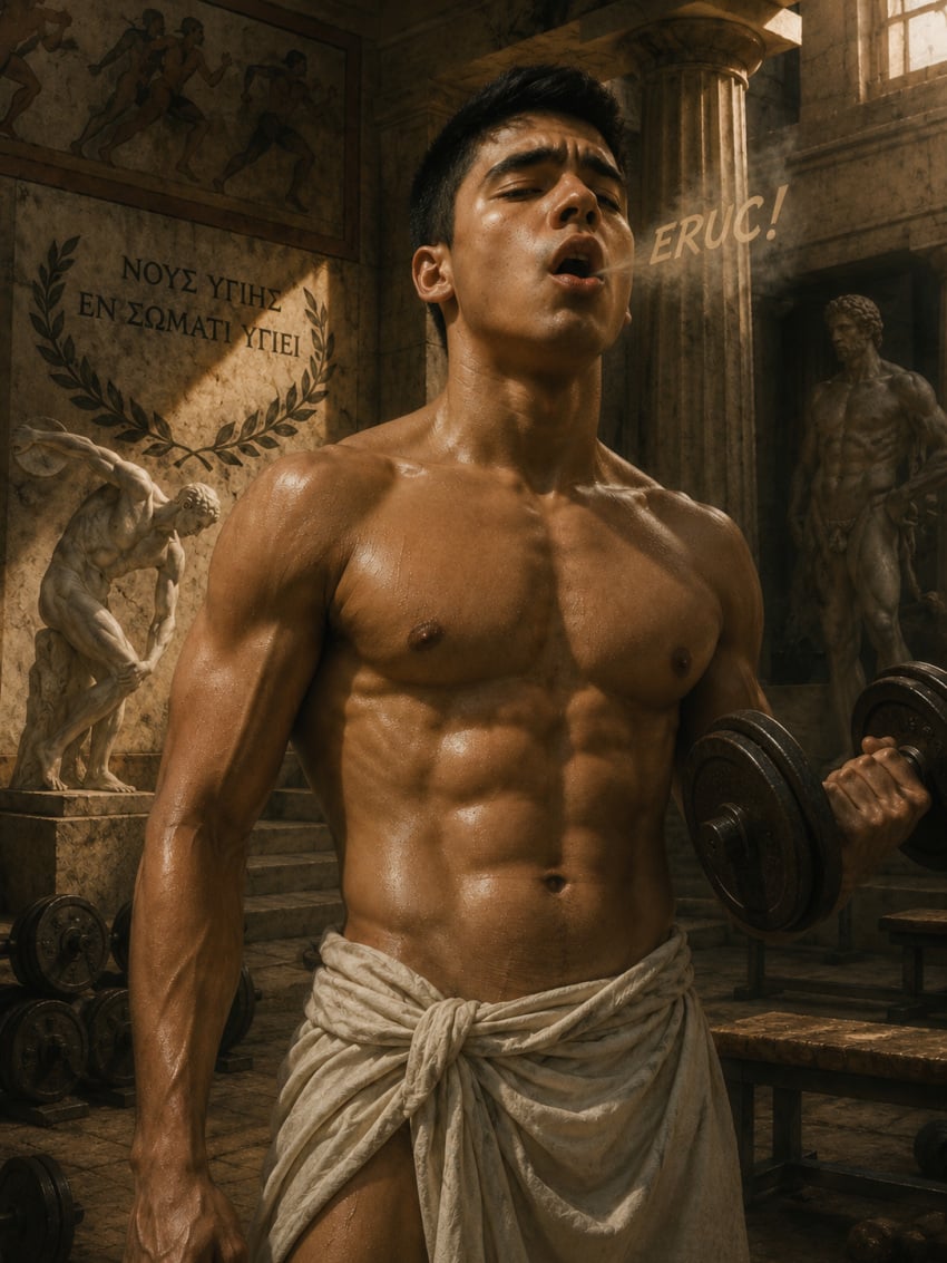 burp, greece, gym, sexy