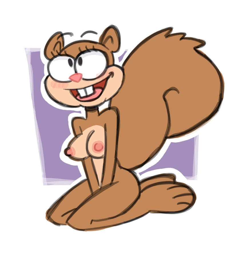 spongebob squarepants, sandy cheeks, 1girls, ass, barefoot, breasts
