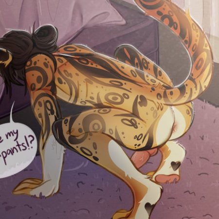 all fours, anthro, anus, bed, black hair, butt