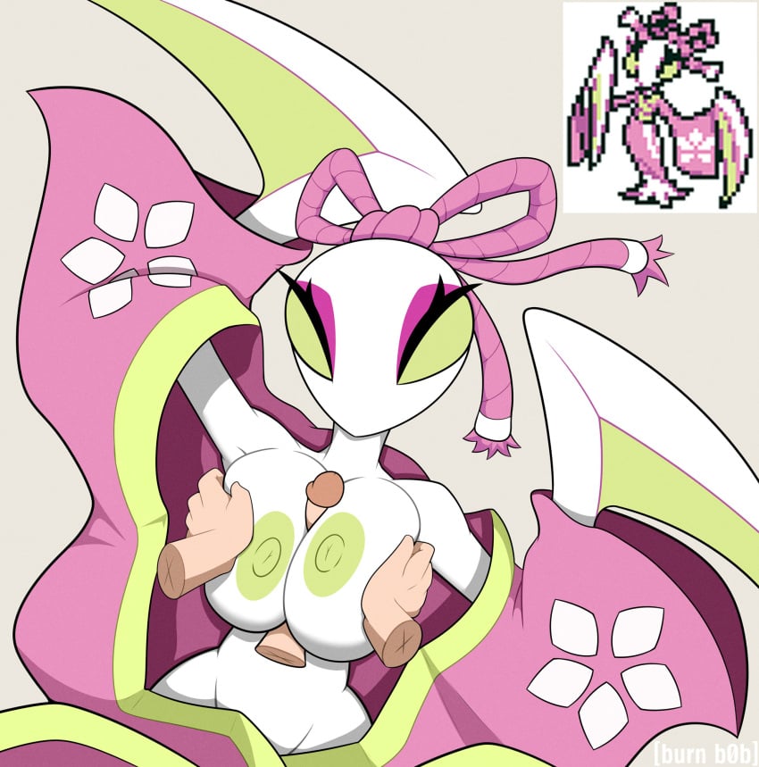 deltarune, undertale, anthro, areola, arthropod, asian clothing