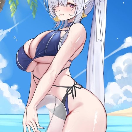 zenless zone zero, bikini, blue nails, colored nails, long hair, long nails