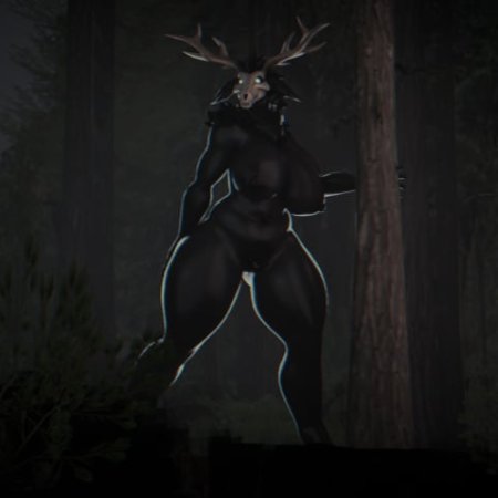 anthro, antlers, areola, belly, big breasts, big nipples