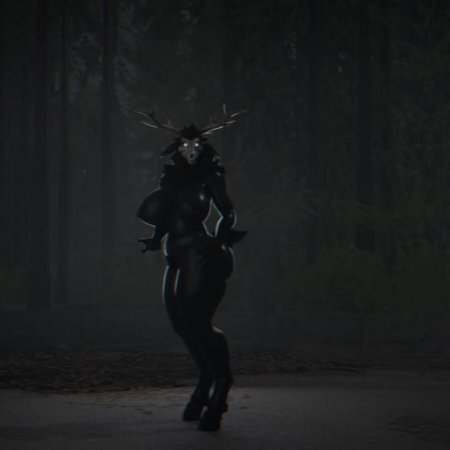 aamerican mythology, black body, anthro, antlers, areola, belly