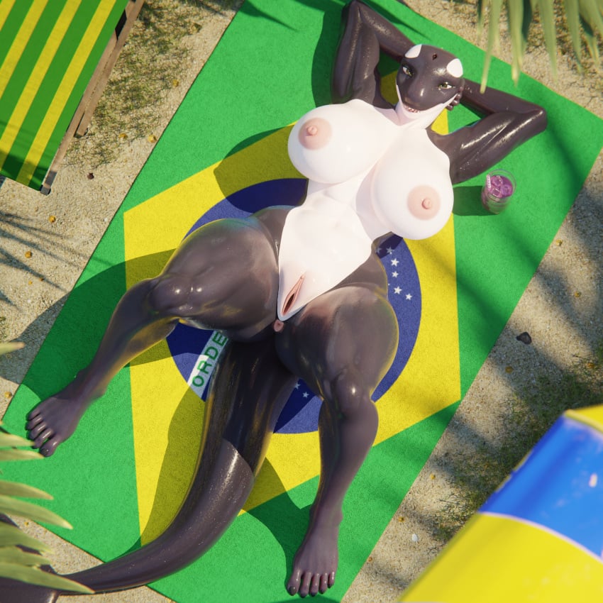 big breasts, black body, brazilian flag, breasts, cetacean, clitoris