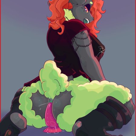 anthro, bodily fluids, boots, bottomless, butt, chain