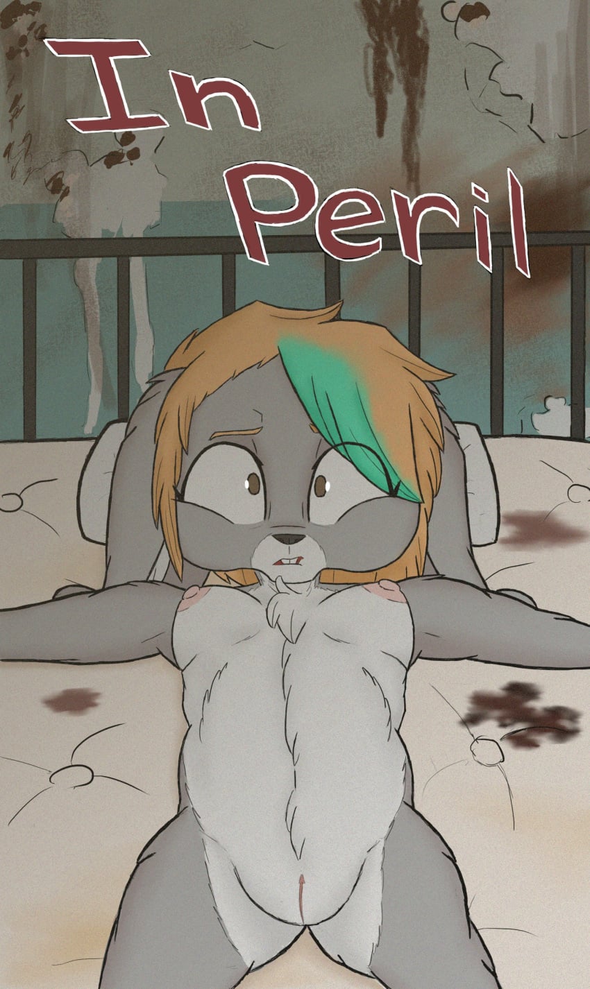 anthro, arms out, arms outstretched, bed, bedroom, blonde hair
