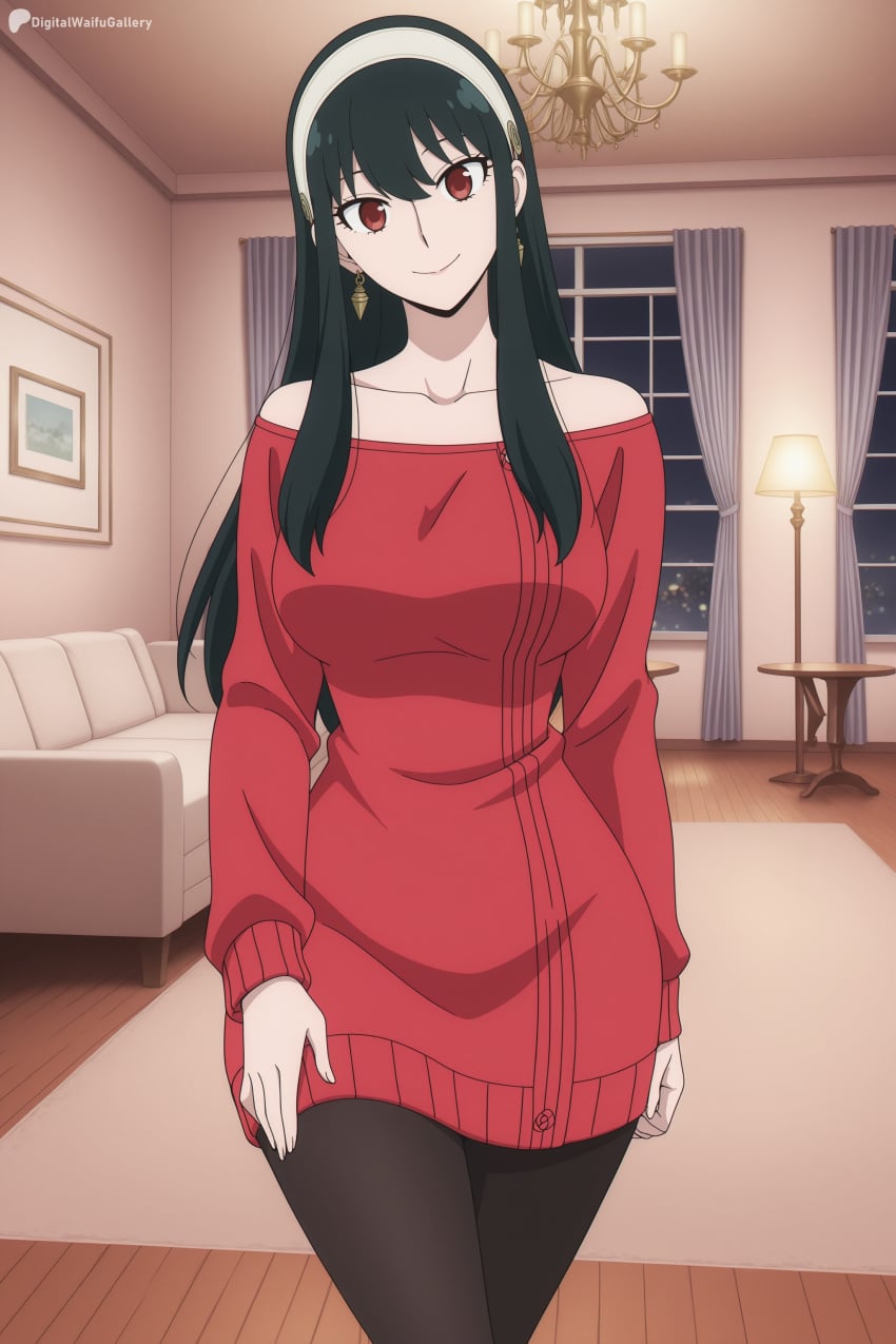 spy x family, yor briar, breasts, closed mouth, collarbone, large breasts