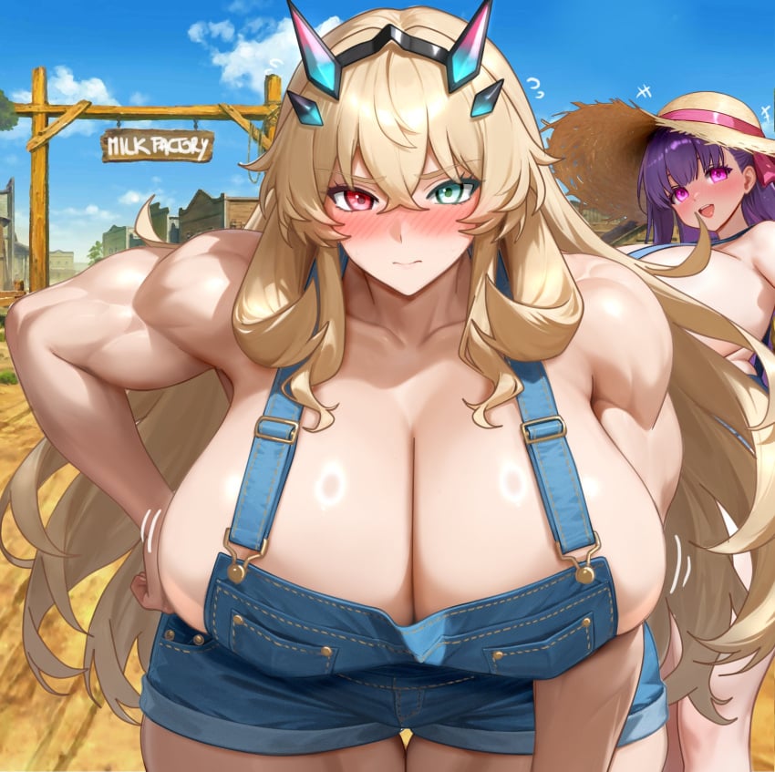 Fate, barghest, passionli, 2girls, big breasts, blonde hair