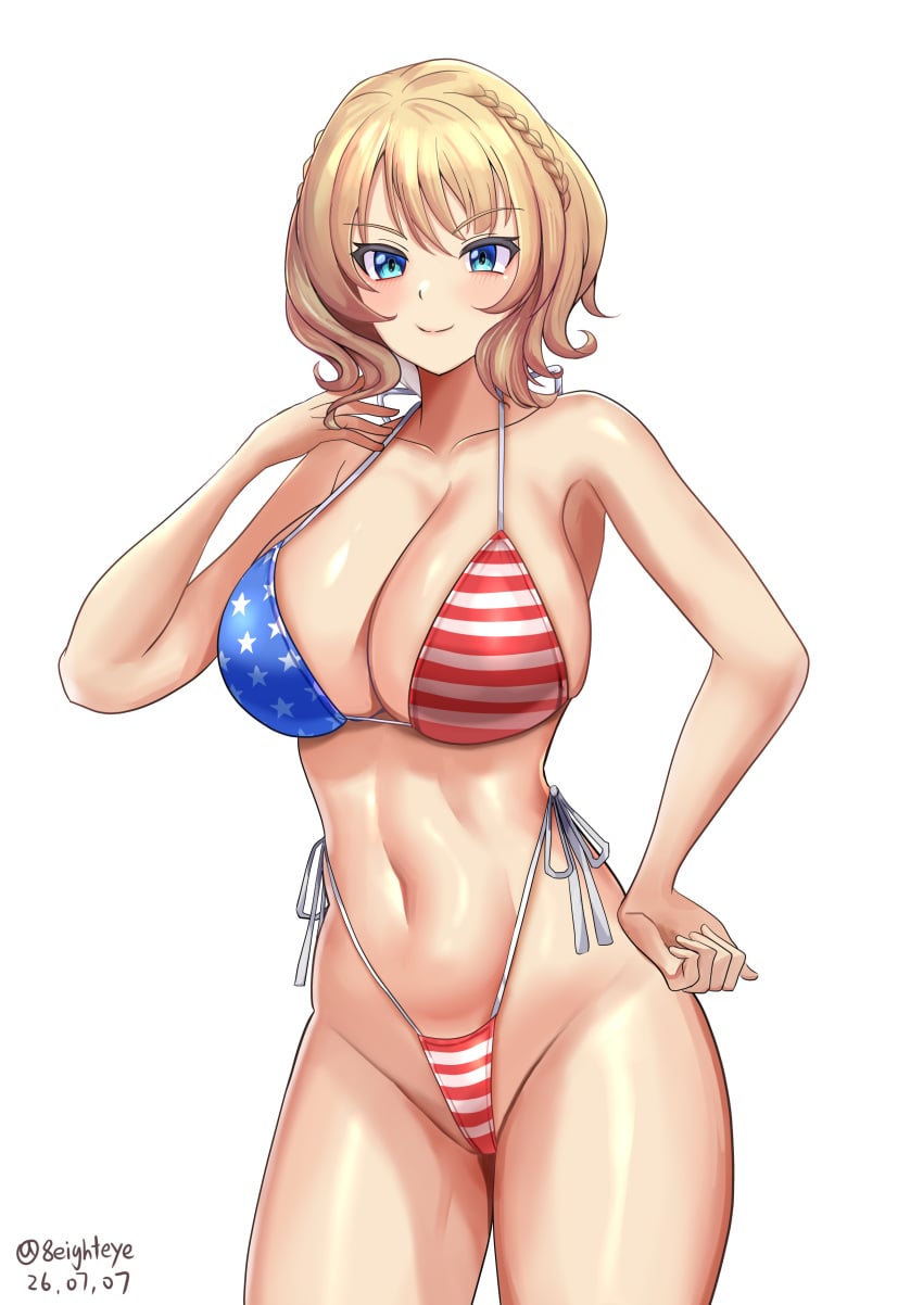kantai collection, colorado, blonde hair, blue eyes, braid, breasts