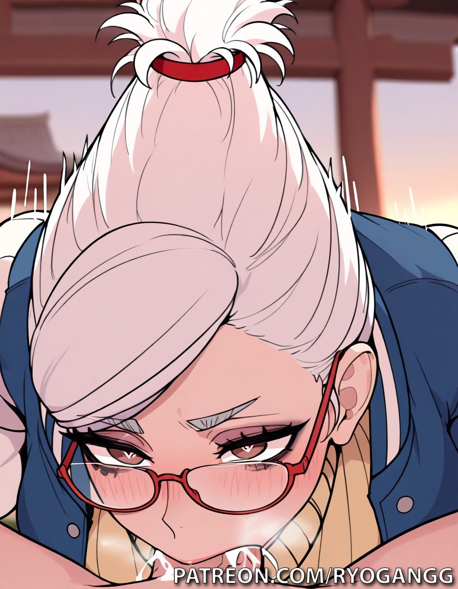 dandadan, ayase seiko, big breasts, big tits, blowjob, blowjob face