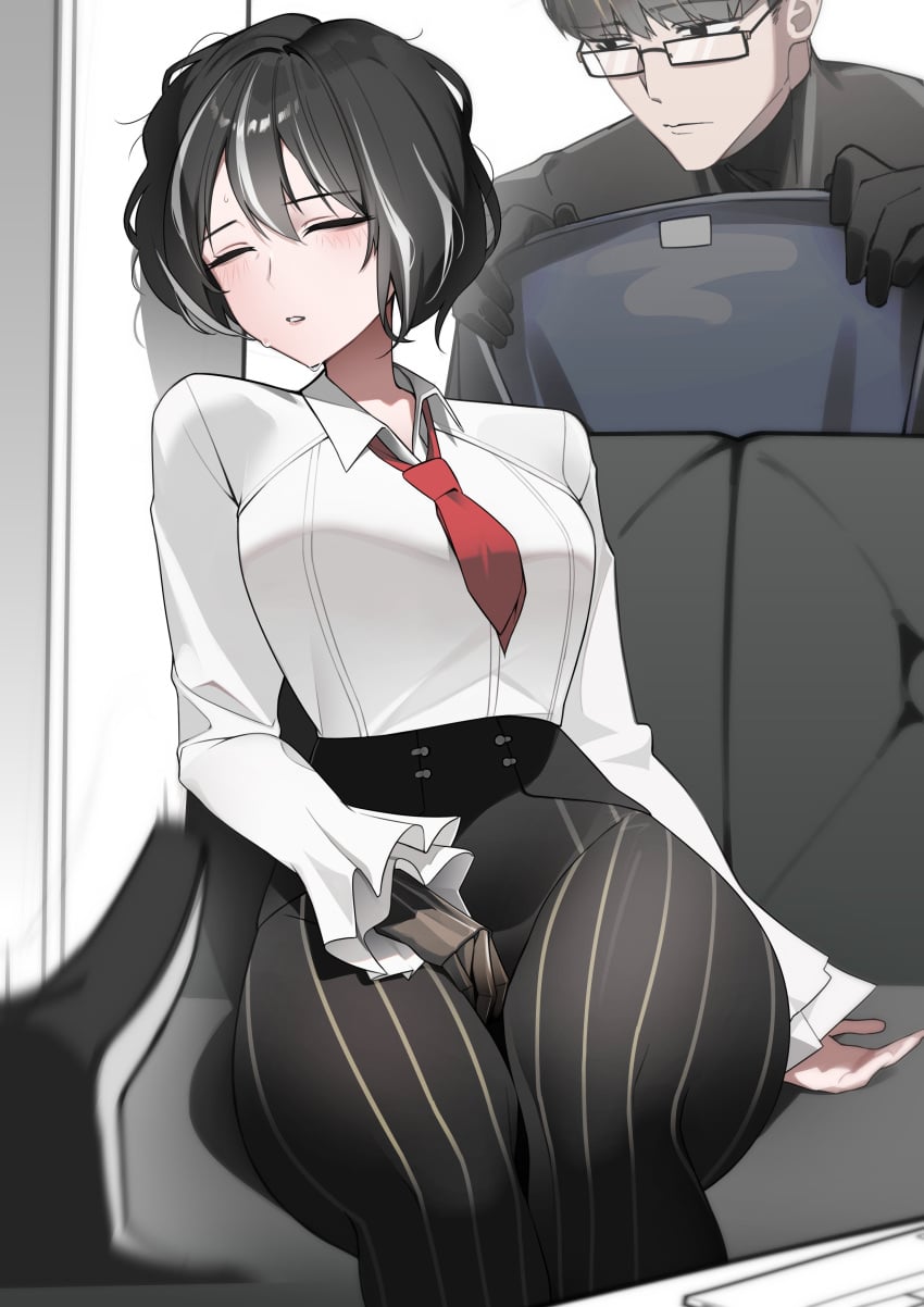 distortion detective, limbus company, project moon, moses, black hair, blush