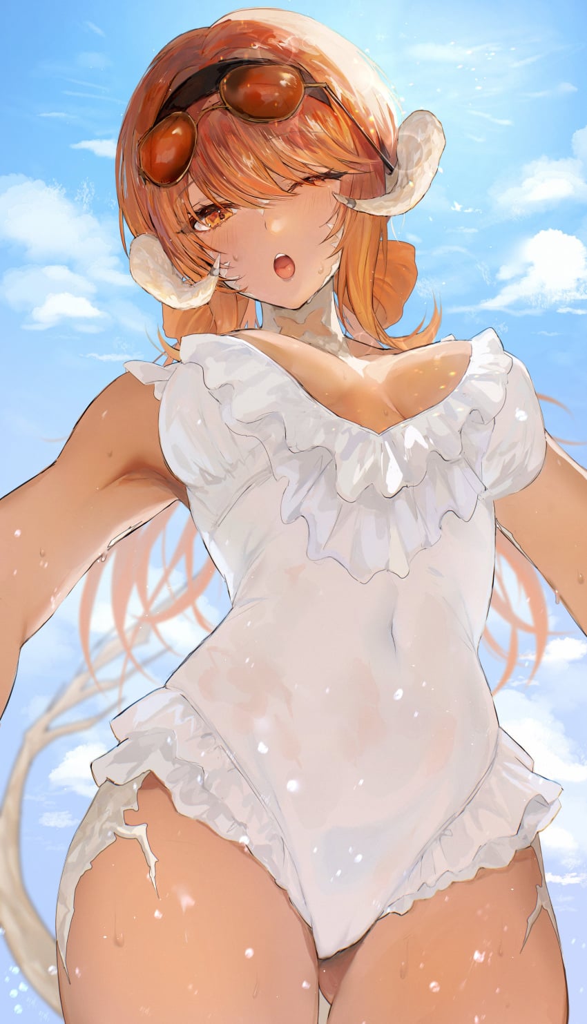 final fantasy, final fantasy xiv, au ra, raen, beach, breasts