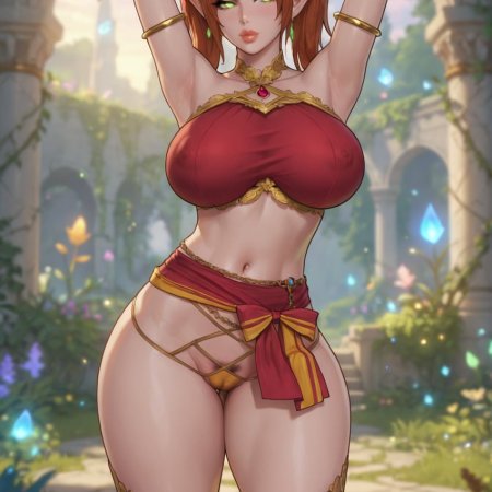 rgomez007, ai generated, blood elf, busty, cameltoe, elf ears