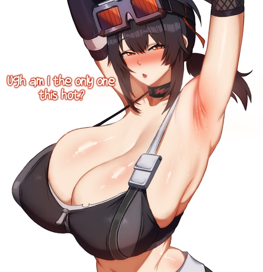 zenless zone zero, grace howard, armpits, big breasts, breasts, female