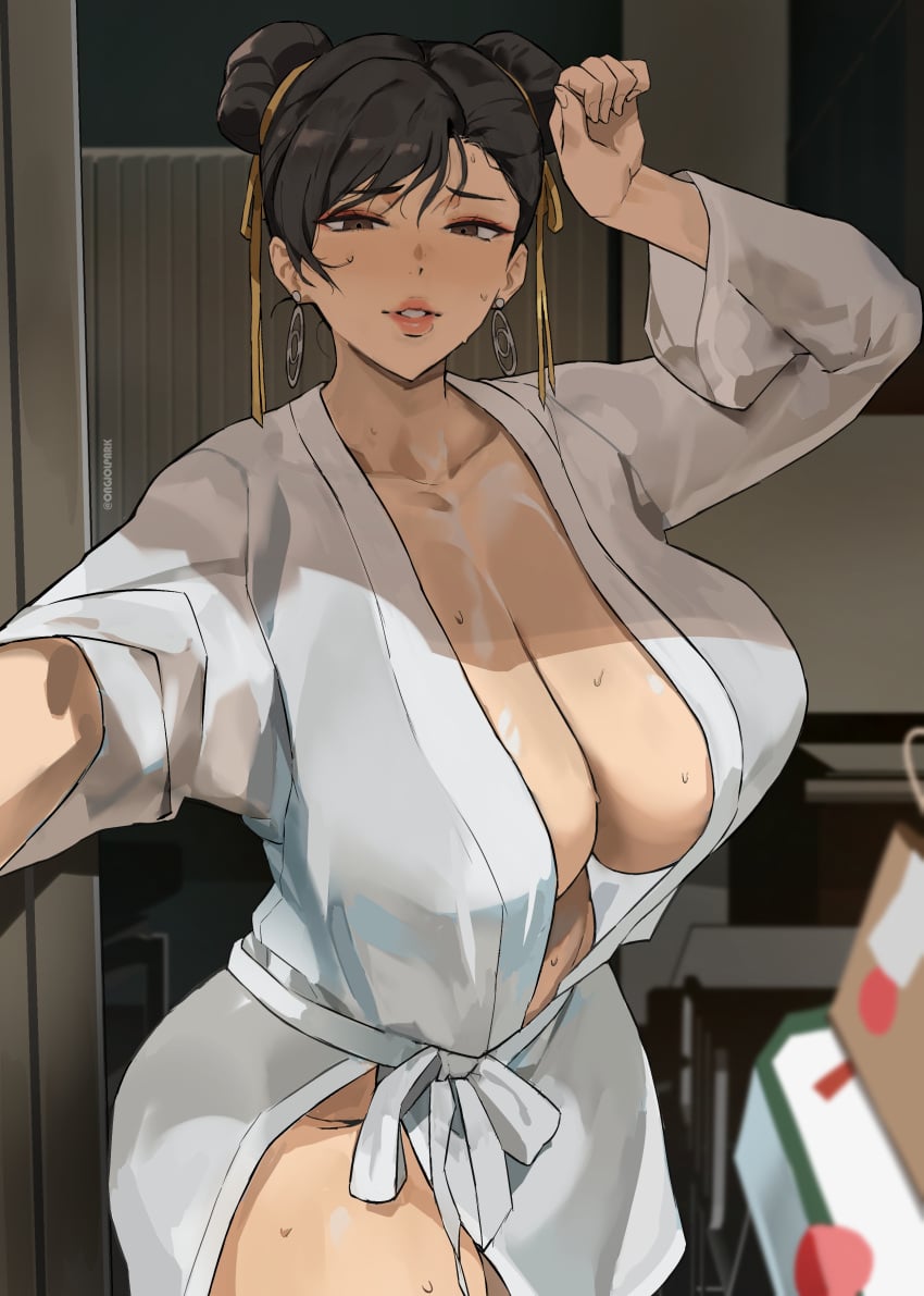street fighter, chun-li, female only, large breasts, light skin, light-skinned female