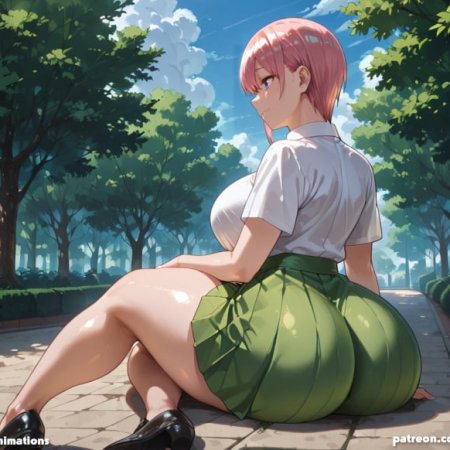 go-toubun no hanayome, nakano ichika, huge breasts, huge butt, light-skinned female, outdoors