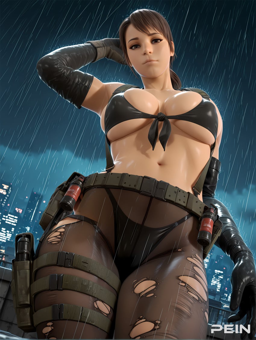 metal gear solid, quiet, bikini, black bikini, black gloves, breasts